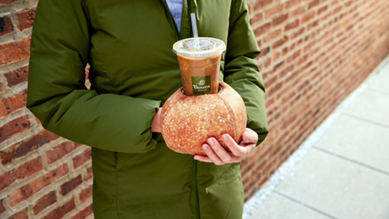Crumbs!  Panera are on a roll with a Bread Bowl Glove for Iced Coffee