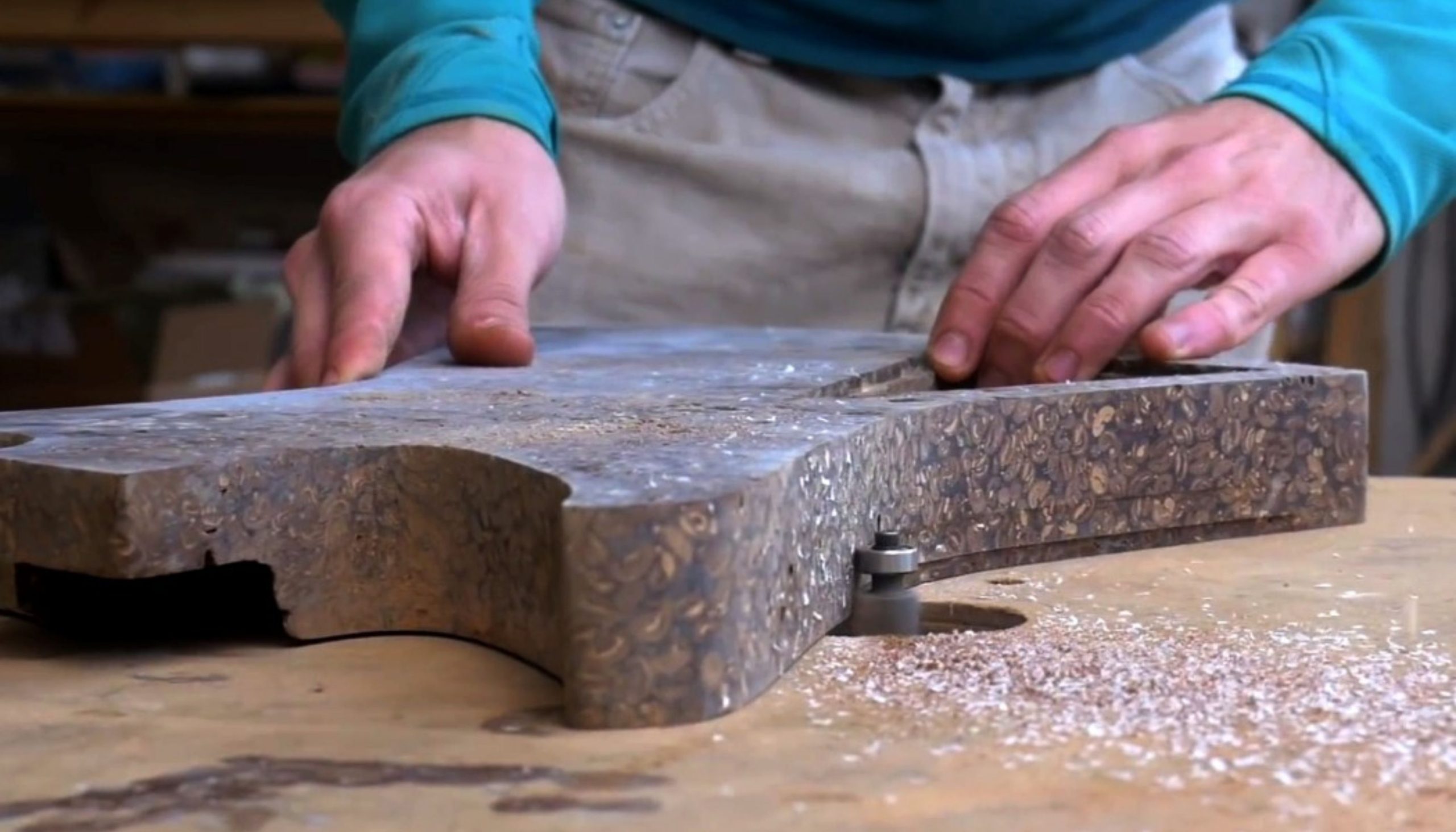 This man built a guitar out of 5000 coffee beans.  The ultimate coffee shop music?