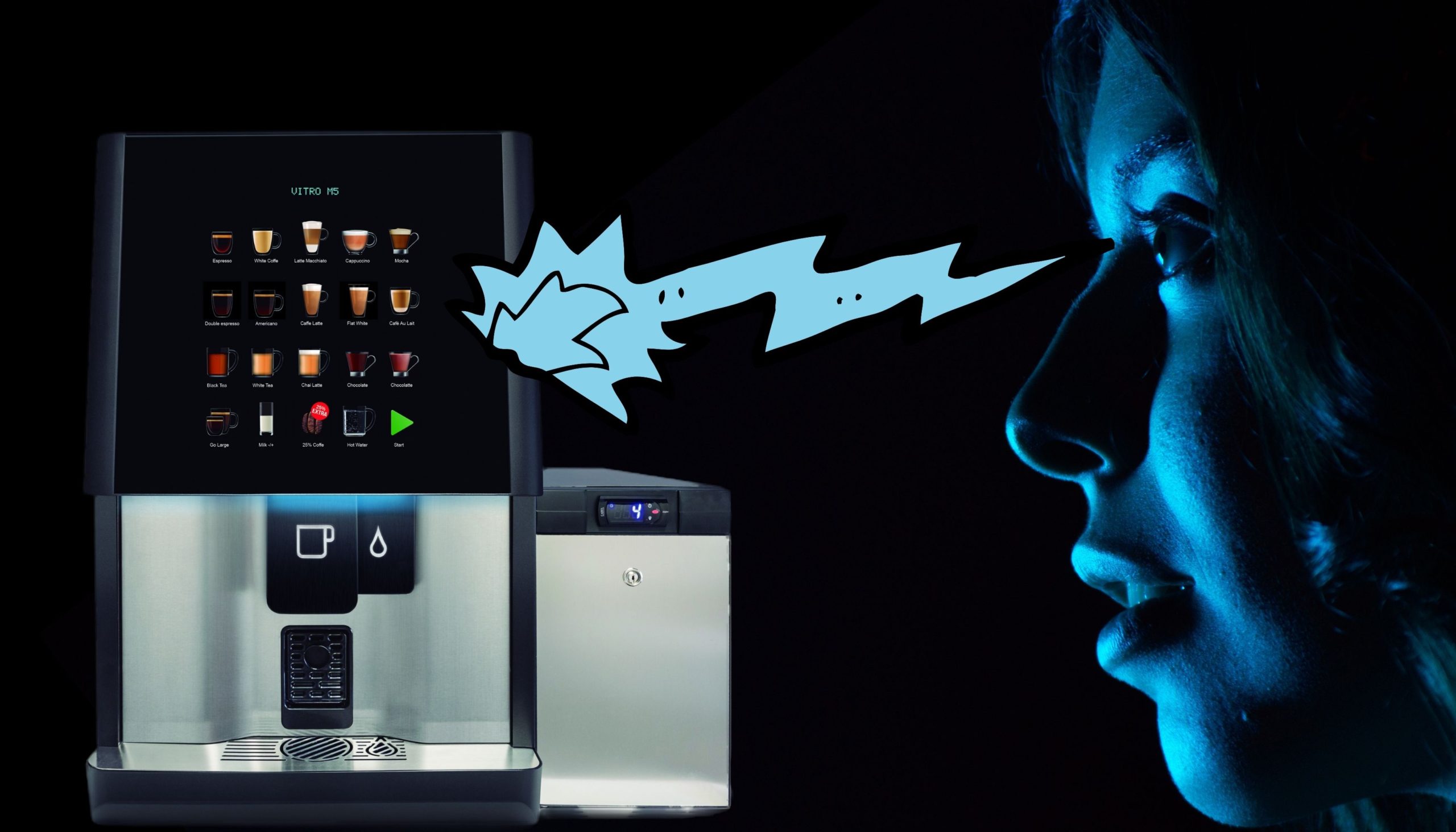 The new Azkoyen EyeTracking Coffee Machine:  Order coffee with your eyes!